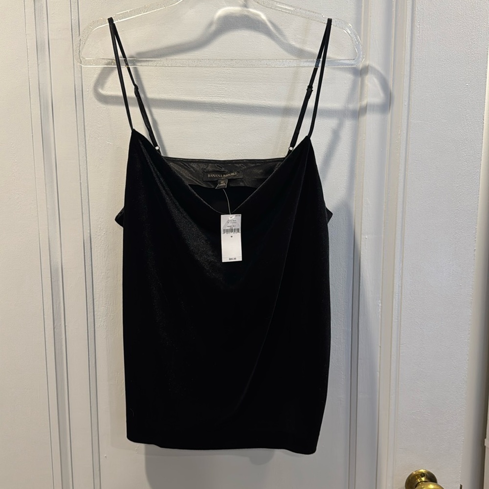 Banana Republic, NWT, Size M, ruched neckline, velvet tank top.